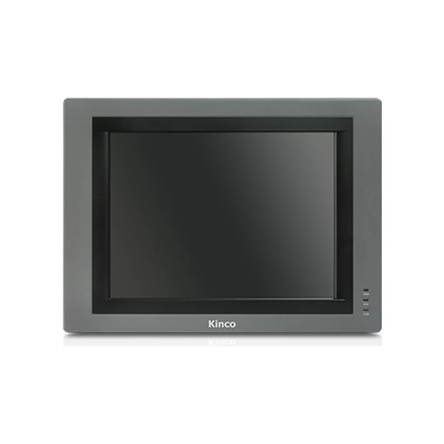 Kinco G121E 12.1-inch HMI panel, front view, gray bezel and right-side indicator lights