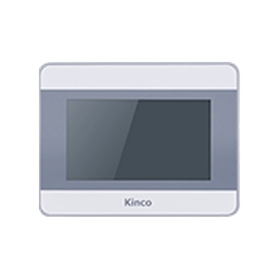 Kinco MT043 4.3-inch HMI panel, representative front appearance, silver and gray bezel around a dark display